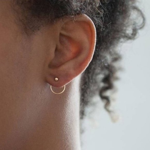Minimalist Stud Hoop Earrings (Gold)